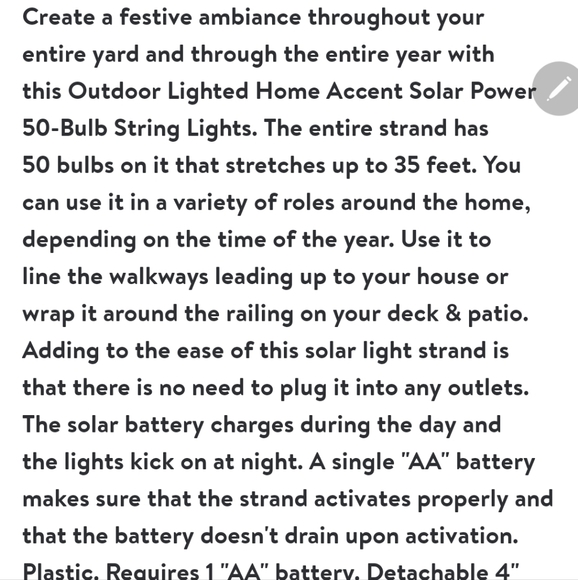white solar string lights 50 bulb - Picture 3 of 10